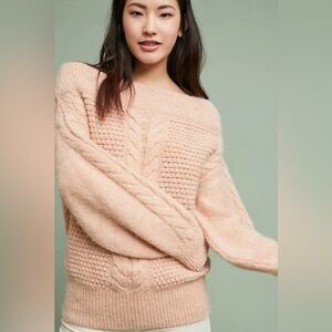 Anthropologie off shoulder cable knit sweater Size Medium NWT
